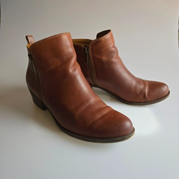 Lucky Brand LK-BASEL Women's Brown Leather Ankle Bootie US 8.5M | Side Zip Boot - Picture 1 of 8